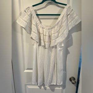 Ruffle neck white blouse